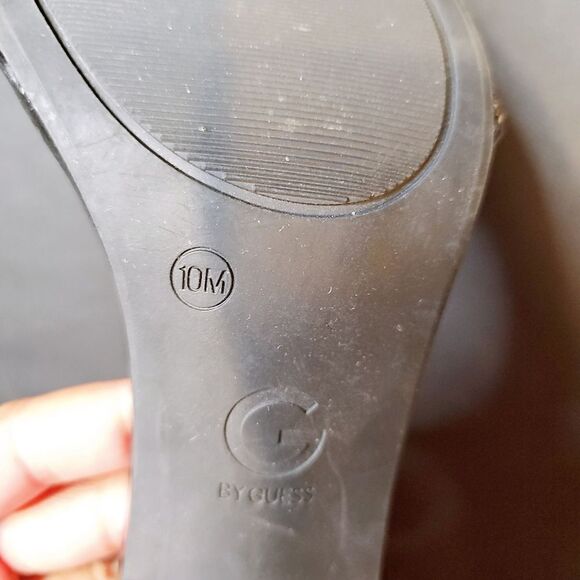 G by GUESS Black, Sparkly High Heel Open Toe Shoe Size 10 - Picture 3 of 14